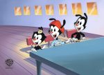 Animaniacs Original Production Cel on Original Background: Wakko, Yakko, and Dot Hot on Sale