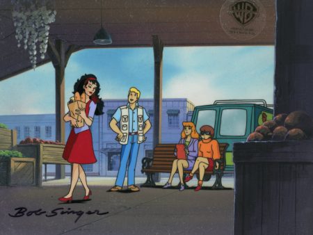 Scooby-Doo on Zombie Island Original Production Cel with Original Production Background Signed by Bob Singer: Lena, Fred, Daphne, Fred For Discount