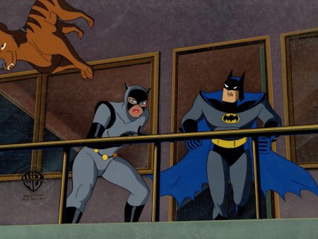 Batman The Animated Series Original Production Cel On Original Background: Batman, Catwoman Fashion