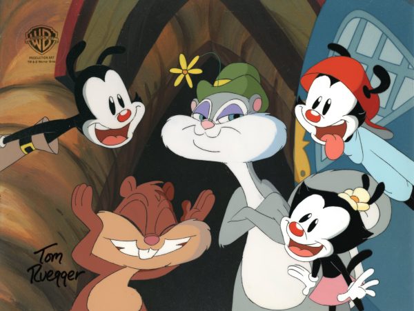 Animaniacs Original Production Cel Signed by Tom Ruegger: Wakko, Yakko, Dot, Slappy, Skippy Online now