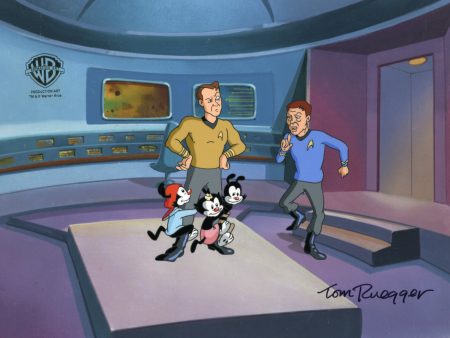 Animaniacs Original Production Cel Signed by Tom Ruegger: Wakko, Yakko, Dot, Kirk, McCoy Online Hot Sale