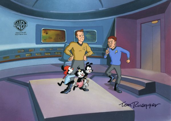 Animaniacs Original Production Cel Signed by Tom Ruegger: Wakko, Yakko, Dot, Kirk, McCoy Online Hot Sale