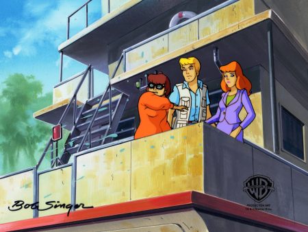 Scooby-Doo on Zombie Island Original Production Cel with Original Production Background Signed by Bob Singer: Fred, Daphne and Velma Cheap