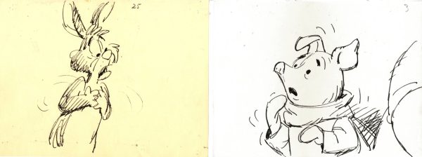 Winnie the Pooh and Tigger Too Original Storyboard Drawings: Rabbit, Piglet Fashion