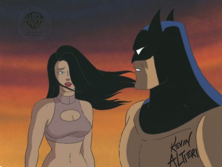 Batman The Animated Series Original Production Cel Signed by Kevin Altieri with Matching Drawing: Batman, Talia Hot on Sale