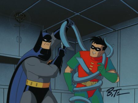 Batman The Animated Series Original Production Cel with Matching Drawing signed by Bruce Timm: Batman, Robin Online Hot Sale