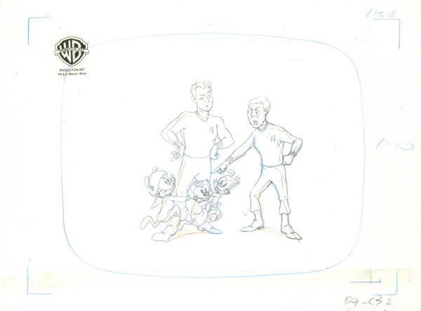 Animaniacs Original Production Drawing: Captain Kirk, Dr. McCoy, Yakko, Wakko, Dot on Sale