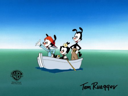 Animaniacs Original Production Cel Signed by Tom Ruegger: Yakko, Wakko, Dot For Sale