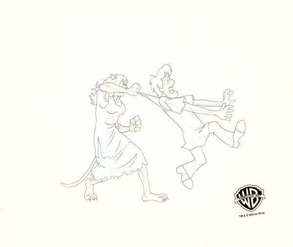 Scooby-Doo on Zombie Island Original Production Cel with Matching Drawing: Scooby, Shaggy, Werecats Sale