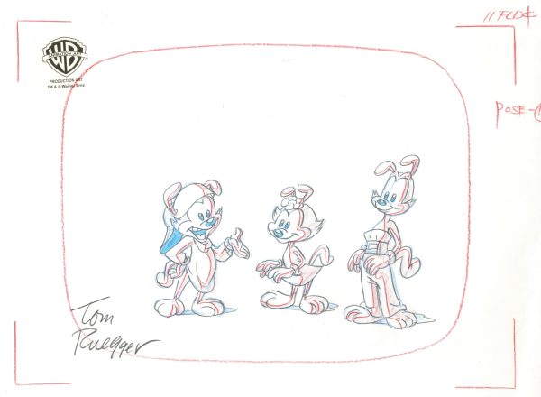 Animaniacs Original Production Layout Drawing Signed by Tom Ruegger: Wakko, Yakko, Dot Online Hot Sale