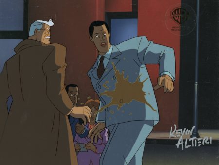 Batman The Animated Series Original Production Cel Signed by Kevin Altieri on Original Background: Harvey Dent, Commissioner Gordon Discount