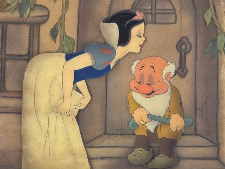 Snow White and the Bashful Original Production Cel on Courvoisier Background (Framed) Online now