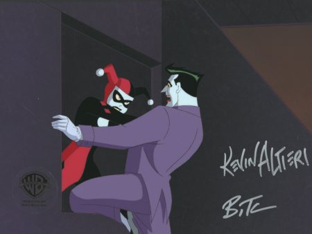 Batman The Animated Series Original Production Cel Signed by Kevin Altieri and Bruce Timm on Original Background: Joker and Harley For Discount