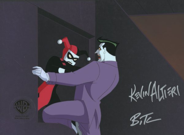 Batman The Animated Series Original Production Cel Signed by Kevin Altieri and Bruce Timm on Original Background: Joker and Harley For Discount