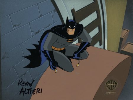 Batman The Animated Series Original Production Cel Signed by Kevin Altieri on Original Background: Batman on Sale