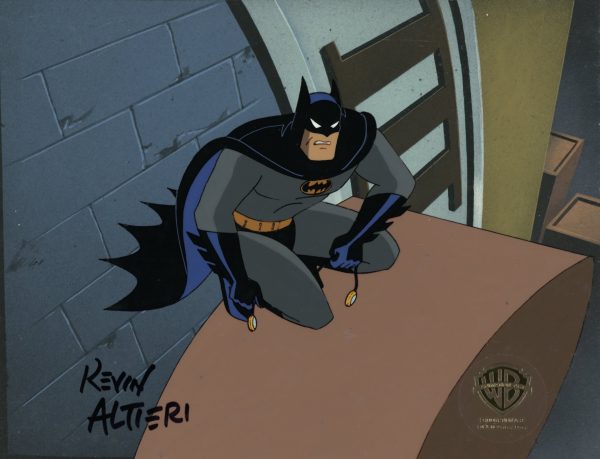 Batman The Animated Series Original Production Cel Signed by Kevin Altieri on Original Background: Batman on Sale