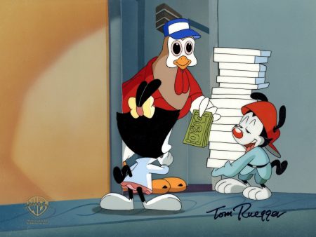 Animaniacs Original Production Cel Signed by Tom Ruegger: Wakko, Dot, Chicken Boo Online Sale