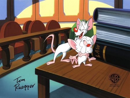 Pinky and the Brain Original Production Cel Signed by Tom Ruegger: Pinky, Brain For Cheap