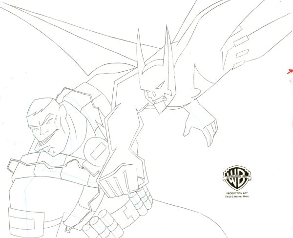 Batman Beyond Original Production Cel with Matching Drawing: Batman, Mad Stan For Sale