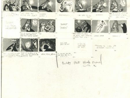 1940s Peter Pan Stat Storyboard Sheet: Captain Hook, Smee, Tinkerbell Supply