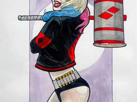 Harley Quinn Original Mixed Media Drawing by Randy Martinez Online Hot Sale