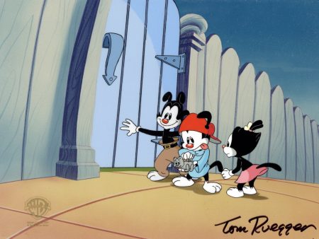 Animaniacs Original Production Cel Signed by Tom Ruegger: Wakko, Yakko, and Dot For Discount