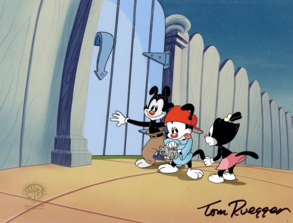 Animaniacs Original Production Cel Signed by Tom Ruegger: Wakko, Yakko, and Dot For Discount