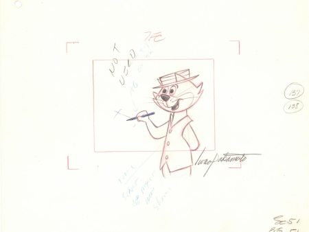 Top Cat, Benny the Ball, Choo Choo Layout Drawing Double App Signed Iwao Takamoto Circa 1960s Supply