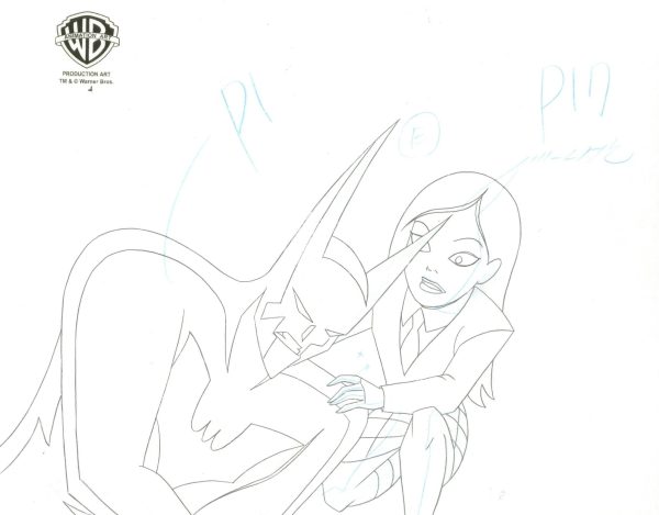 Batman Beyond Original Production Cel with Matching Drawing: Batman and Tamara Online now