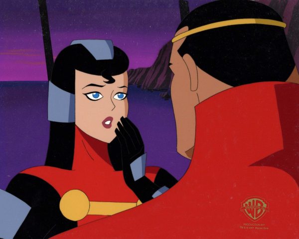 Superman The Animated Series Original Production Cel on Original Background: Lara-El and Jor-El Online