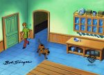 Scooby-Doo on Zombie Island Original Production Cel with Original Production Background Signed by Bob Singer: Scooby-Doo and Shaggy Hot on Sale