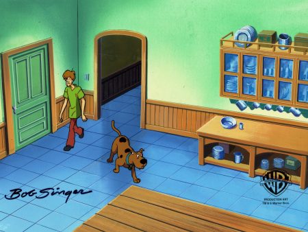 Scooby-Doo on Zombie Island Original Production Cel with Original Production Background Signed by Bob Singer: Scooby-Doo and Shaggy Hot on Sale