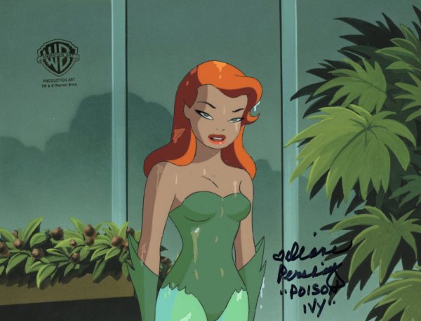 Batman The Animated Series Original Production Cel with Matching Drawing Signed by Diane Pershing: Poison Ivy Fashion