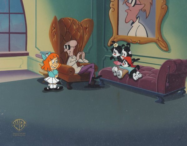 Animaniacs Original Production Cel: Dr. Scratchansniff, Elmyra, Yakko, Wakko, and Dot Discount