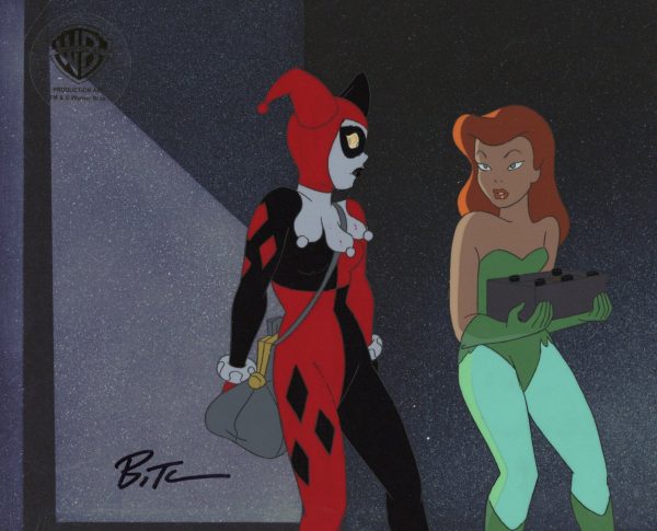 Batman The Animated Series Original Production Cel Signed by Bruce Timm: Harley and Ivy Supply