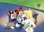 Animaniacs Original Production Cel Signed by Tom Ruegger: Yakko, Wakko, Hello Nurse Fashion