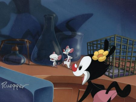 Animaniacs Original Production Pan Cel Signed by Tom Ruegger: Pinky, Brain, Dot Supply