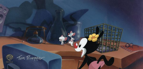 Animaniacs Original Production Pan Cel Signed by Tom Ruegger: Pinky, Brain, Dot Supply