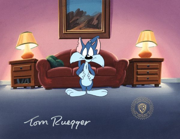 Tiny Toons Original Production Cel Signed by Tom Ruegger: Furrball For Sale