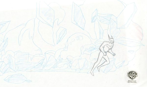 Batman Beyond Original Production Cel with Matching Drawing: Batman For Sale