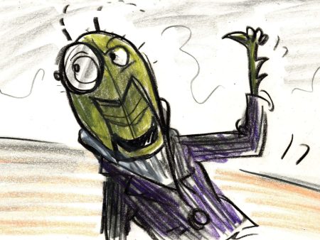 James and the Giant Peach Storyboard Drawing: Mr. Grasshopper Supply