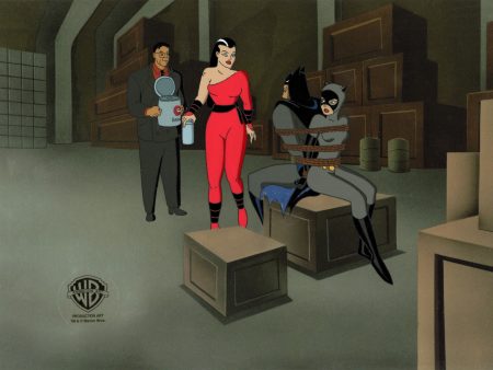 Batman The Animated Series Original Production Cel: Batman, Catwoman, Red Claw For Sale