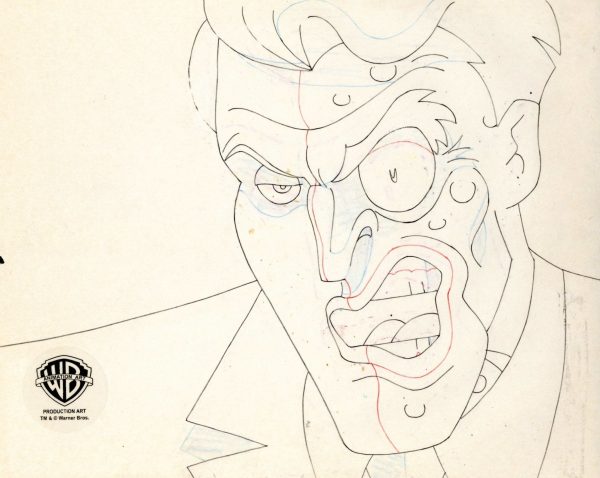 Batman The Animated Series Original Production Cel with Matching Drawing Signed by Bruce Timm: Two-Face Discount