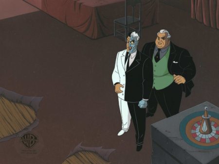 Batman The Animated Series Original Production Cel On Original Background: Two-Face and Rupert Thorne Sale