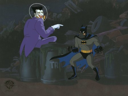 Batman The Animated Series Original Production Cel On Original Background with Matching Drawing: Batman and Joker For Discount