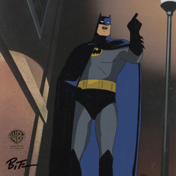 Batman The Animated Series Original Production Cel with Matching Drawing signed by Bruce Timm: Batman Cheap