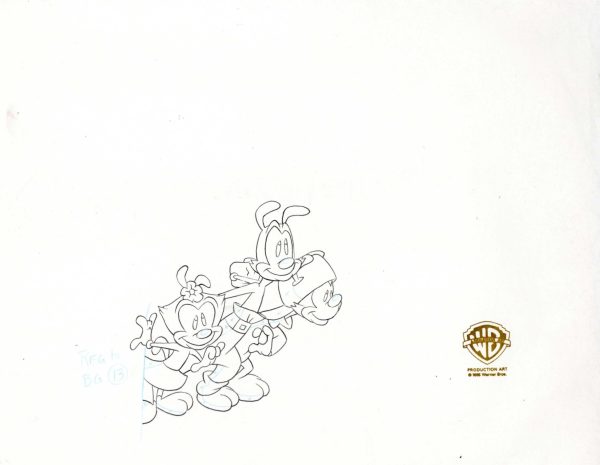 Animaniacs Original Production Drawing:  Yakko, Wakko, and Dot Sale