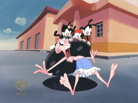 Animaniacs Original Production Cel: Yakko, Wakko, Dot, and Dr. Scratchansniff For Sale