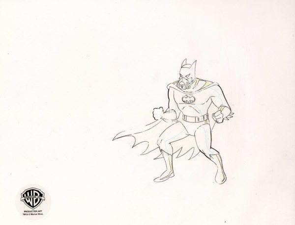 Batman The Animated Series Original Production Cel On Original Background with Matching Drawing: Batman and Joker For Discount