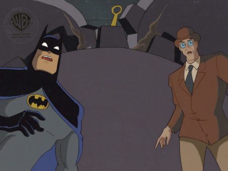 Batman The Animated Series Original Production Cel On Original Background: Batman and The Clock King Online Sale